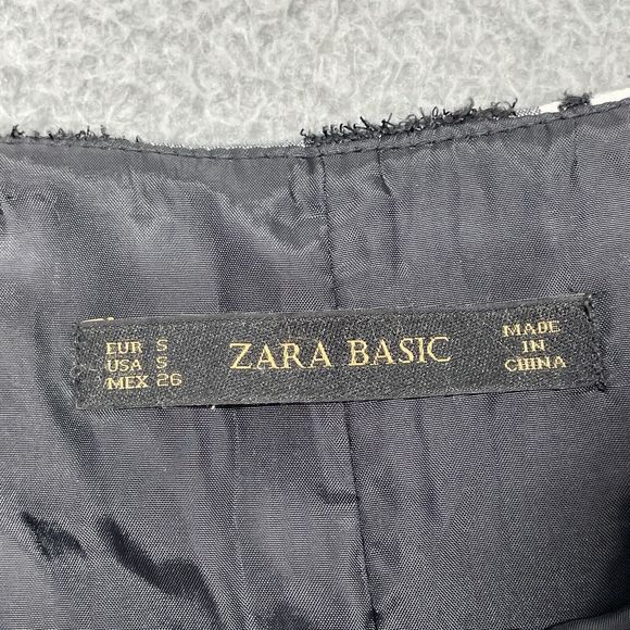 Zara Mini Skirt Womens Small Black White A-Line Skater Sparkle Textured Party - Picture 4 of 11